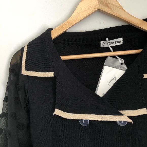 Yue yue polka dot sheer black blouse - Picture 6 of 10